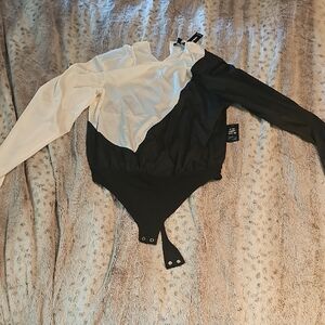 Black and White Long Sleeve Bodysuit